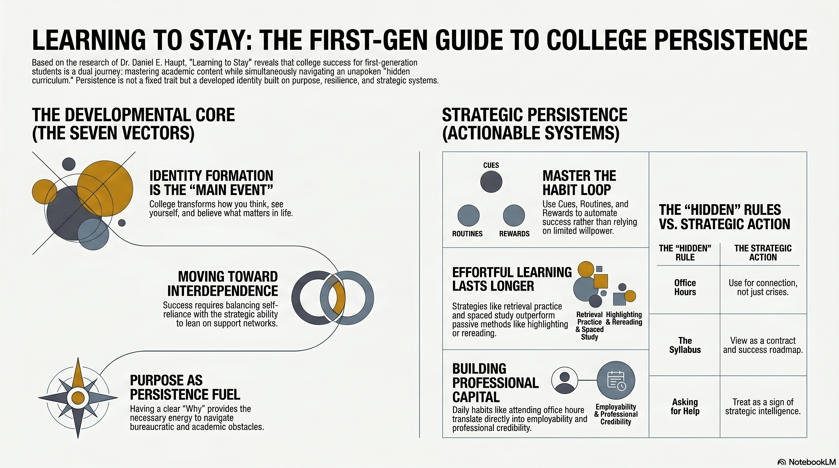 Learning to Stay: The First-Gen Guide to College Persistence — Developmental Core and Strategic Persistence Systems
