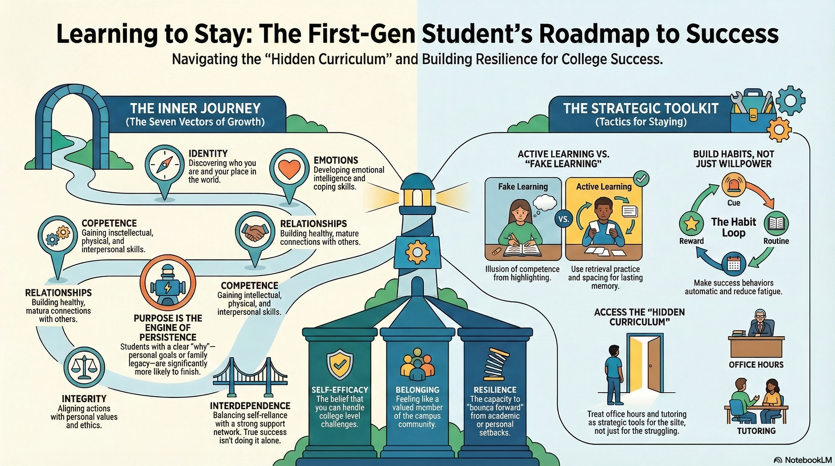 Learning to Stay: The First-Gen Student's Roadmap to Success — Seven Vectors of Growth and Strategic Toolkit